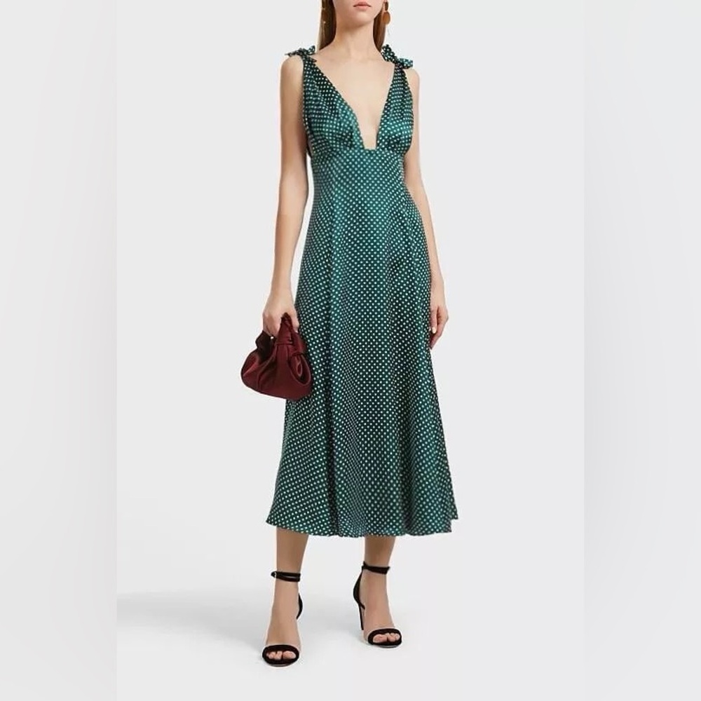 Elegant Green Polka Dot Dress
